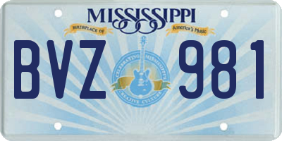 MS license plate BVZ981