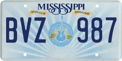 MS license plate BVZ987