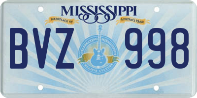 MS license plate BVZ998