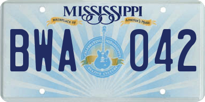 MS license plate BWA042