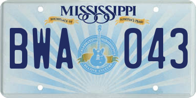 MS license plate BWA043