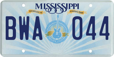 MS license plate BWA044