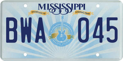 MS license plate BWA045