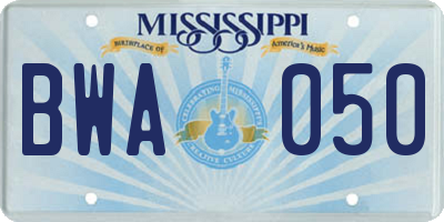 MS license plate BWA050