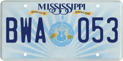 MS license plate BWA053