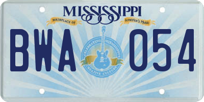 MS license plate BWA054