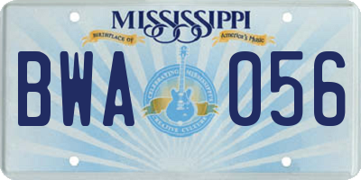 MS license plate BWA056