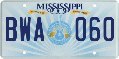 MS license plate BWA060