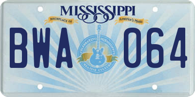 MS license plate BWA064