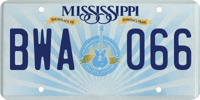 MS license plate BWA066