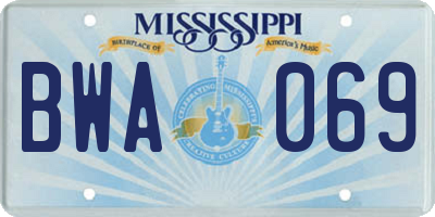 MS license plate BWA069