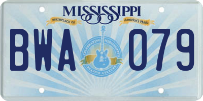 MS license plate BWA079