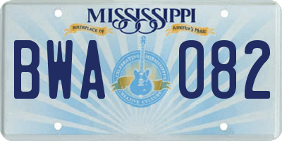 MS license plate BWA082