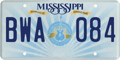 MS license plate BWA084