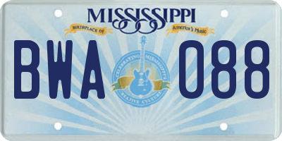 MS license plate BWA088