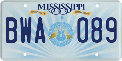 MS license plate BWA089