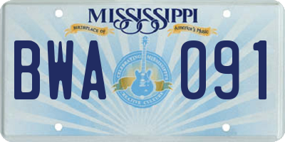 MS license plate BWA091