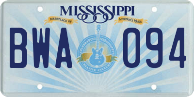 MS license plate BWA094