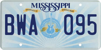 MS license plate BWA095