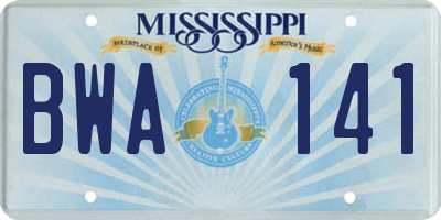MS license plate BWA141