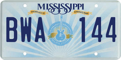 MS license plate BWA144