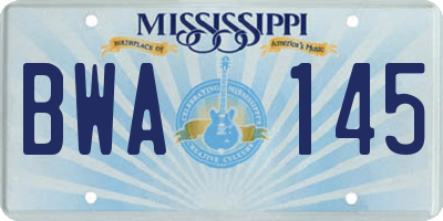 MS license plate BWA145