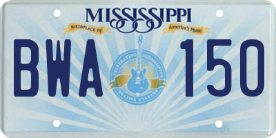 MS license plate BWA150