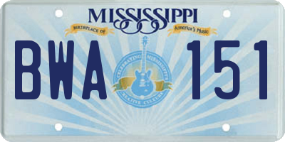 MS license plate BWA151