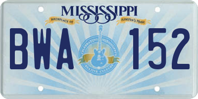 MS license plate BWA152