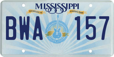 MS license plate BWA157