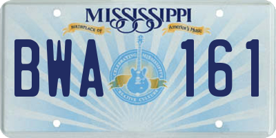 MS license plate BWA161