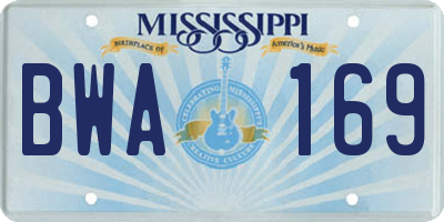 MS license plate BWA169