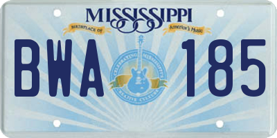 MS license plate BWA185