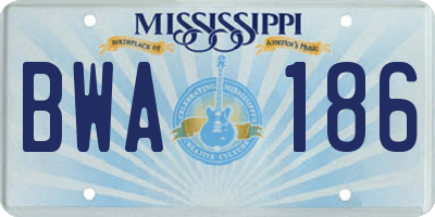 MS license plate BWA186