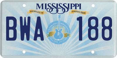 MS license plate BWA188
