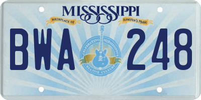 MS license plate BWA248