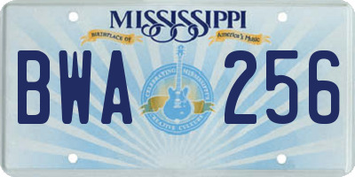 MS license plate BWA256