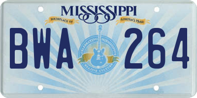 MS license plate BWA264