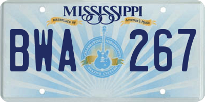 MS license plate BWA267