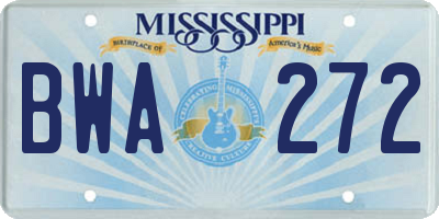 MS license plate BWA272
