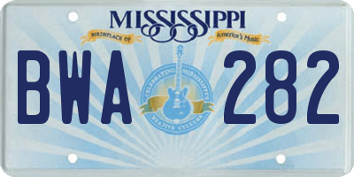 MS license plate BWA282