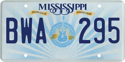 MS license plate BWA295