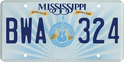 MS license plate BWA324