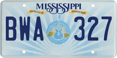 MS license plate BWA327