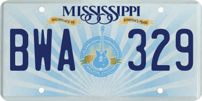 MS license plate BWA329