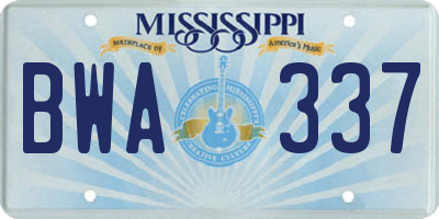 MS license plate BWA337