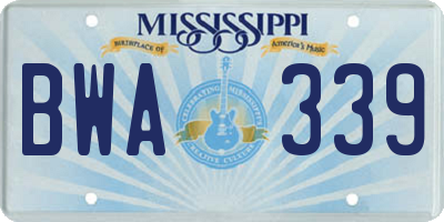 MS license plate BWA339