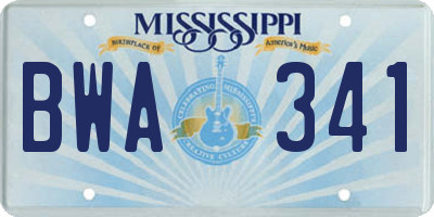 MS license plate BWA341