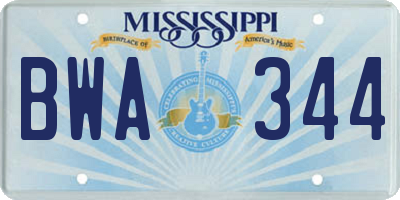 MS license plate BWA344