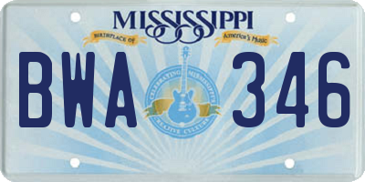 MS license plate BWA346
